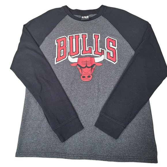 NBA Chicago Bulls Thermal Shirt Mens XL Raglan Tee Long Sleeve Waffle Knit - Picture 1 of 7